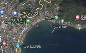 宇佐美海岸周辺の航空マップ画像