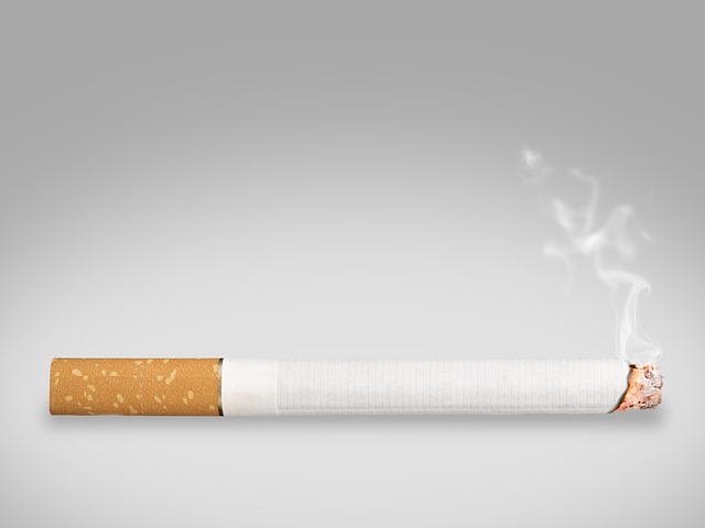 一本のひがついたタバコの画像