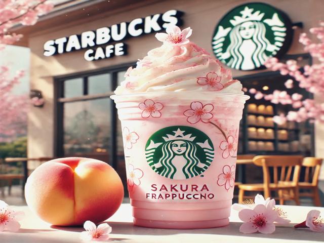 スタバ新作白桃＆桜わらびもちフラペチーノのイメージ画像
